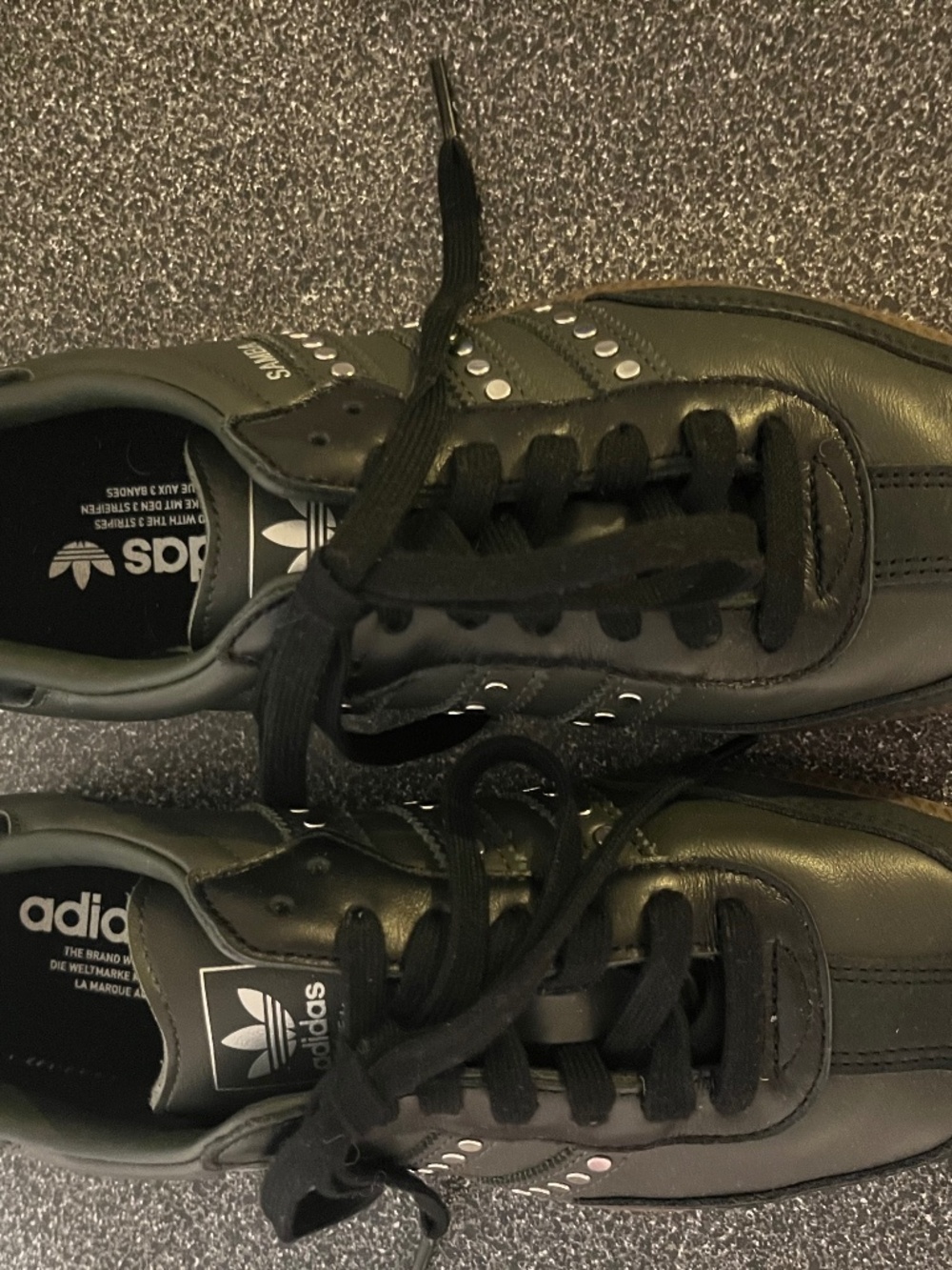 Adidas Black Samba US9 Black Samba with silver studs